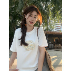 批发新中式国风刺绣T恤夏季2026新款气质减龄外穿短袖上衣女装学生ins