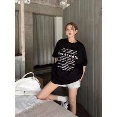 批发美式复古白色100%纯棉短袖t恤女宽松夏季小众设计感学生半袖上衣