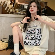下衣失踪T恤女夏季韩版2026新款可爱卡通印花宽松中长款短袖上衣
