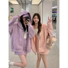 批发美式休闲连帽卫衣外套女<b class='q'>冬</b>季新款慵懒风百搭oversize上衣