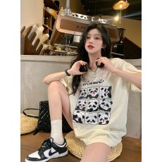 批发短袖t恤<b class='q'>女</b>纯棉夏季可爱卡通印花宽松中长款高中初中生<b class='q'>大</b><b class='q'>童</b>上衣潮