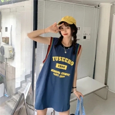 批发无袖<b class='q'>t</b><b class='q'>恤</b>女夏季宽松下衣失踪长款女生篮球服bf风运动背心外穿薄款