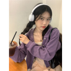 批发2026秋季新款韩系甜辣妹宽松连帽卫衣短款小个子开衫小外套女上衣