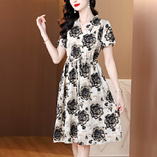 批发实拍有货 2026夏季新款大码短袖休闲连衣裙宽松时尚透气口袋中长