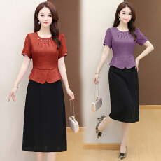 批发实拍有货  2026夏季新款大码连衣裙短袖暗纹提花收腰显瘦包臀裙