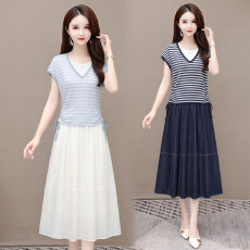 批发视频有货 2026夏季新款短袖裙子半裙套<b class='q'>装</b>套裙时尚洋气蝙蝠袖减龄