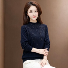 批发实拍有货2026秋冬新款针织毛衣妈妈装<b class='q'>纯色</b>烫钻时尚减龄显瘦不起球