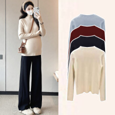 批发实拍新品~孕妇秋冬款显瘦半高领弹力大码女装百搭打底衫