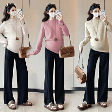 批发实拍新品~2025秋冬季羊绒肤感软糯半高领孕妇打底衫保暖上衣