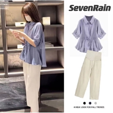 实拍有货~孕妇装夏2026减龄时尚套装洋气时髦淑女气质穿搭两件套