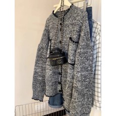 批发复古甜辣时髦撞色慵懒毛衣外套女秋冬韩系休闲宽松软糯<b class='q'>针织</b><b class='q'>开衫</b>厚