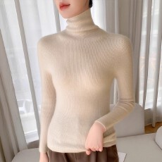 批发高级感堆堆领针织<b class='q'>打底衫</b>女秋冬新款内搭紧身一线成衣高领毛衣上衣