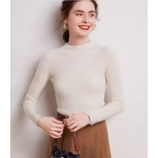 洋气半高领100纯羊绒衫紧身打底衫修身针织羊毛衫内搭毛衣女秋冬