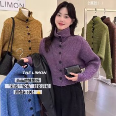 批发韩国东大门秋冬新款复古气质宽松单排扣短款针织<b class='q'>开衫</b>毛衣外套女潮