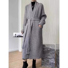 批发高级感毛衣<b class='q'>开衫</b>女秋冬中<b class='q'>长款</b>宽松<b class='q'>针织</b>外套宽松慵懒风浴袍系带大衣