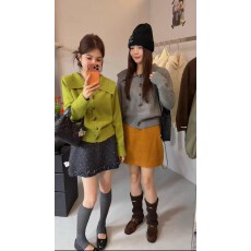 重工纽扣娃娃领毛衣女春秋季设计感宽松版百搭洋气开衫针织衫外套