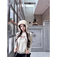 韩雨嘉费尔岛冬日白色小鹿套头毛衣女秋冬季加厚提花上衣针织衫