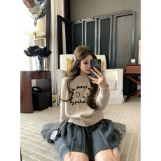 DEEMO  STUDIO “温暖小奶猫”立体刺绣撞色套头针织毛衣