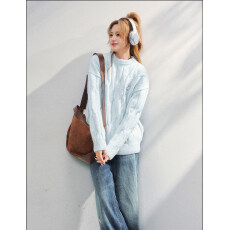 CHANT2nd可爱狗狗刺绣麻花毛衣女慵懒高级感圆领套头针织上衣