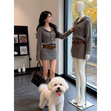 批发韩系慵懒风针织<b class='q'>连衣裙</b>女2025秋冬新款高级感收腰显瘦洋气毛衣裙女