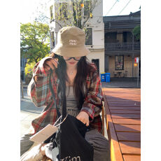 批发学院风复古中<b class='q'>长款</b>格子衬衫女2026春季宽松休闲长袖衬衣防晒外套潮