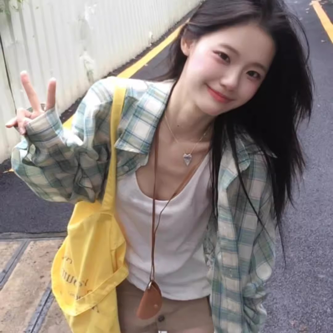 kumikumi 느긋한 바람 체크무늬 폴로 칼라 긴팔 자외선 차단 여성 셔츠 여름 품격 다용도 루즈핏 슬림해 보이는 맨위