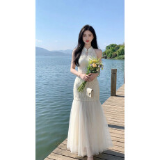 批发新中式国风EIA一尧流仙裙气质提花旗袍女春挂脖<b class='q'>连衣裙</b>