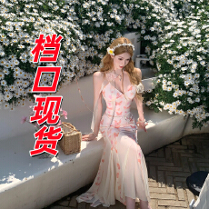 批发Catyears猫年 蝶与花海~法式气质吊带鱼尾裙夏纯欲<b class='q'>露背</b>修身<b class='q'>连衣裙</b>