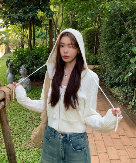 pusumede 순수한 흰색 일기 후드 꽈배기 니트 오픈 가디건 여성 품격 지퍼 털 외투 셔츠 긴팔 맨위