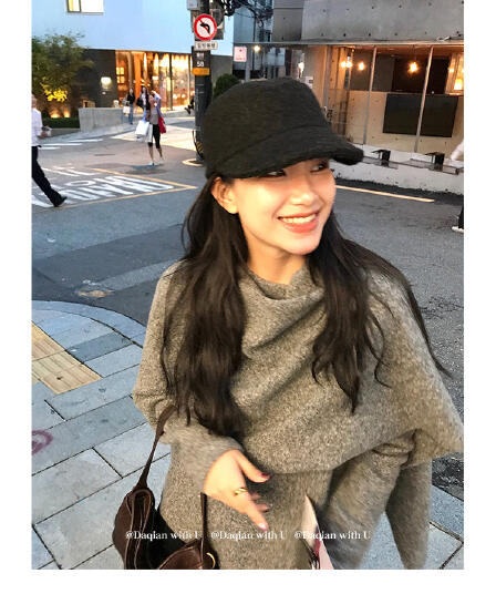 daqianwithu 대 복용량 양모 숄 페이크 레이어드 스웨터 여자 작은 대중 겨울 맨위 니트 스웨터