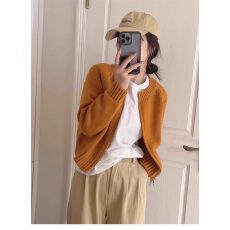 批发韩版圆领<b class='q'>短</b>款毛衣针织开衫女加厚拉链外套小众别致上衣秋冬