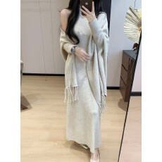 批发法式高端针织套装女秋冬新款时尚气质宽松显瘦毛衣<b class='q'>背心</b><b class='q'>长裙</b>两件套