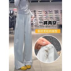 批发立体腰蓝色速干工<b class='q'>装裤</b>女夏季薄款2025新款宽松休闲阔腿运动裤