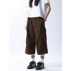 批发原版全棉 日系宽松口袋七分休闲裤女工装<b class='q'>街头</b>风百搭显瘦宽松裤