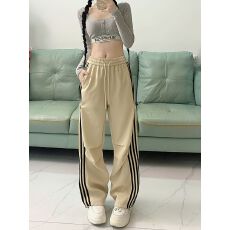批发实拍 立体包边 美式阔腿工装卫裤女<b class='q'>新款</b>直筒休闲束脚运动裤子