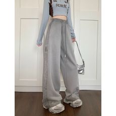 批发<b class='q'>实拍</b> 原版包边 高街条纹运动裤女秋季美式卫裤宽松休闲裤子