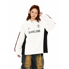 批发实拍<b class='q'>大码</b>女装长袖<b class='q'>t</b><b class='q'>恤</b>卫衣男插色条纹秋季潮新款中长宽松立领上衣