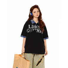 批发实拍<b class='q'>大码</b>女装220克曼巴棉短袖<b class='q'>t</b><b class='q'>恤</b>男夏新款设计感潮宽松POLO领上衣