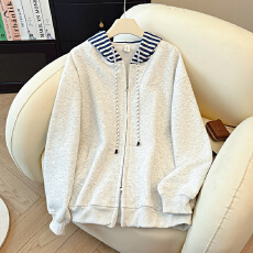 批发实拍大码女装200斤卫衣长袖<b class='q'>t</b><b class='q'>恤</b>秋季拉链开衫<b class='q'>外套</b>新款宽松连帽上衣