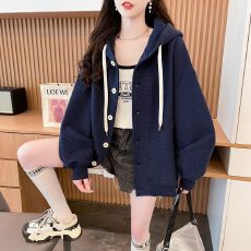 批发实拍实价 原版布45%棉400克 后包领 韩版连帽纯色开衫外套