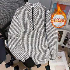 批发实拍<b class='q'>潮牌</b><b class='q'>卫衣</b>男秋冬加绒新款鱼骨纹拉链宽松立领保暖上衣韩版女装