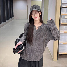 批发实拍<b class='q'>大码</b>女装240克抓毛长袖<b class='q'>t</b><b class='q'>恤</b>打底衫男薄纯色肌理感春秋韩版上衣