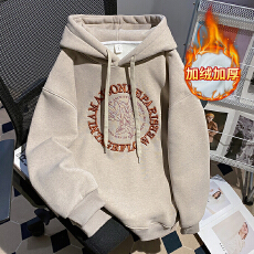 实拍纯棉华棉复合奥粒绒420克卫衣女宽松刺绣花连帽保暖上衣