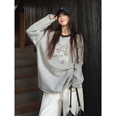 批发实拍竹节棉绒抓毛长袖<b class='q'>t</b><b class='q'>恤</b>打底衫女秋冬新款撞色圆领保暖上衣