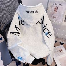 批发实拍 原版刺绣 薄款华棉纯棉复合字母雪花情侣<b class='q'>卫衣</b>