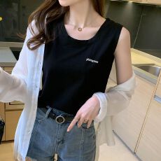 批发官图后包领纯棉小吊带背心女内搭外穿夏<b class='q'>短袖</b>T恤无袖运动上衣