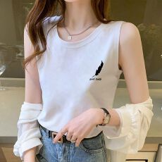 批发官图后包领纯棉小吊带背心女内搭外穿夏<b class='q'>短袖</b>T恤无袖运动上衣