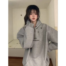 批发官图薄款<b class='q'>卫衣</b><b class='q'>男</b>女情侣装春秋薄新款设计感宽松刺绣花连帽上衣