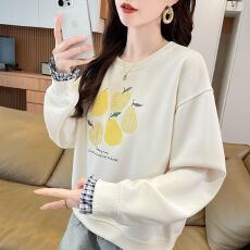 批发实拍2026新款曼巴棉290克<b class='q'>宽松</b>贴布刺绣圆领长袖<b class='q'>卫衣</b>女