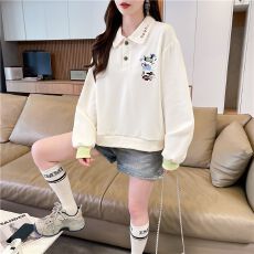 批发实拍 2026新款韩版宽松春秋款绣花拼接插色华棉卫衣女